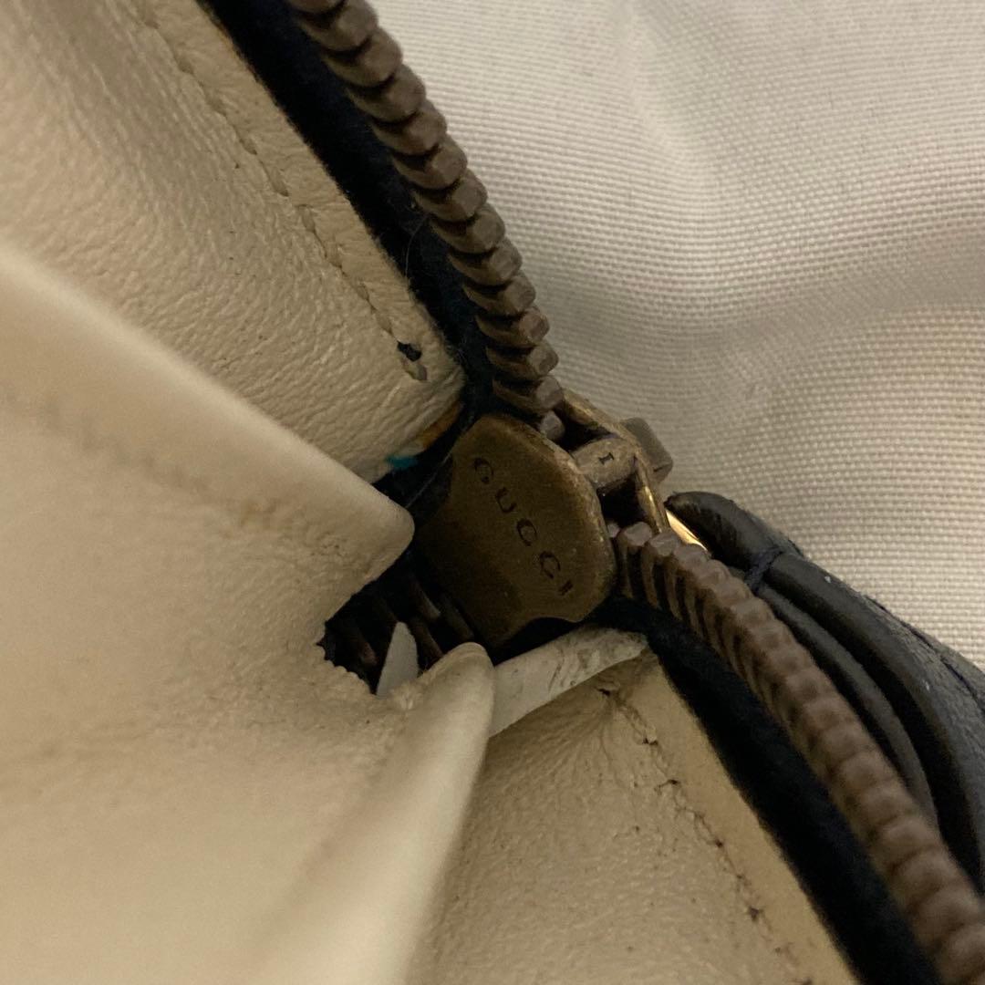 GUCCI レザー　グッチ　GGマーモント　ラウンドファスナー長財布　レザー