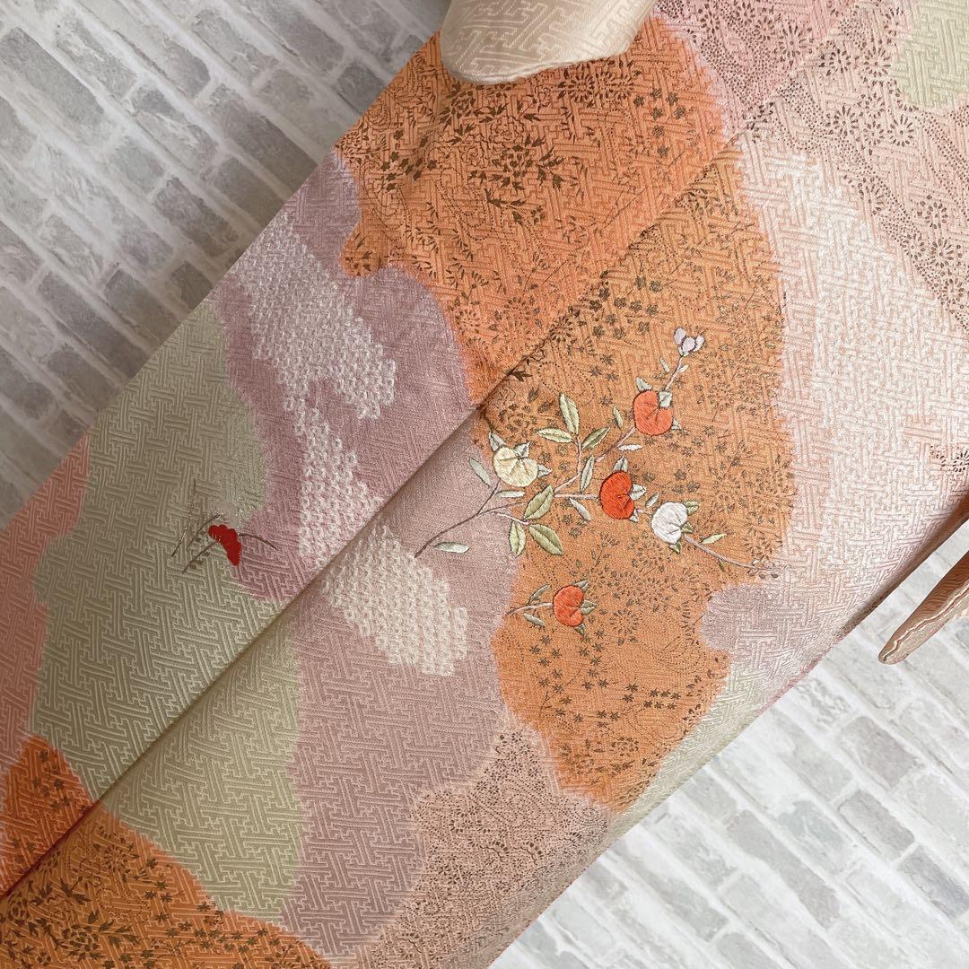 訪問着 フルセット 橘 手刺繍 鹿の子絞り 紗綾形地紋 入学式 卒業式