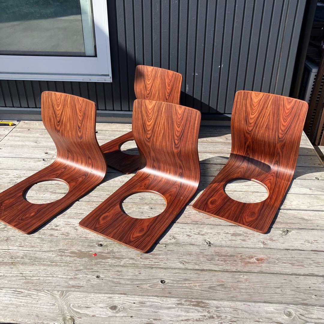 昭和レトロ 天童木工 Tendo 曲げ木 木製座椅子 4脚セット プライウッド 天童木工 Tendo 木製 座椅子 4脚 和室 旅館 - メルカリ