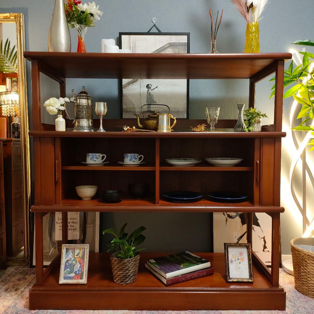 昭和ヴィンテージ 国産ミッドセンチュリー 蛇腹引き戸 北欧モダンキャビネット