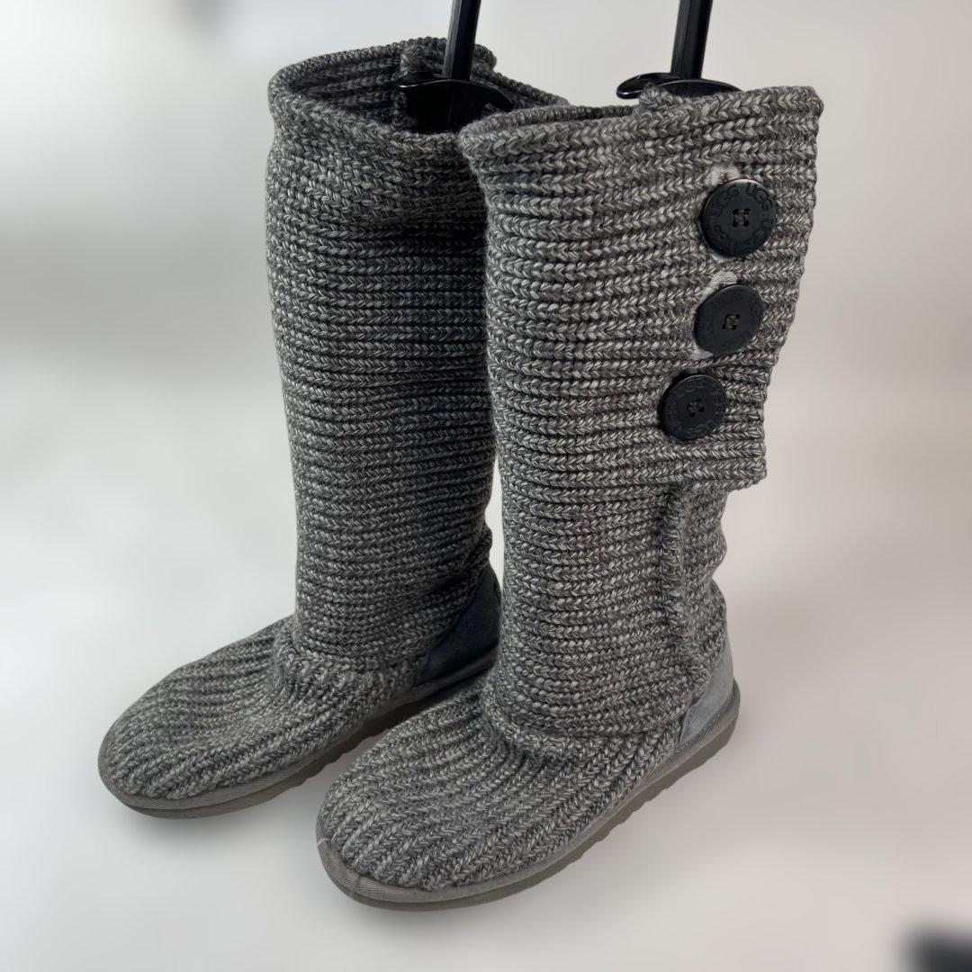 UGG アグ クラシック カーディガン ニット ブーツ グレー ボタン 24