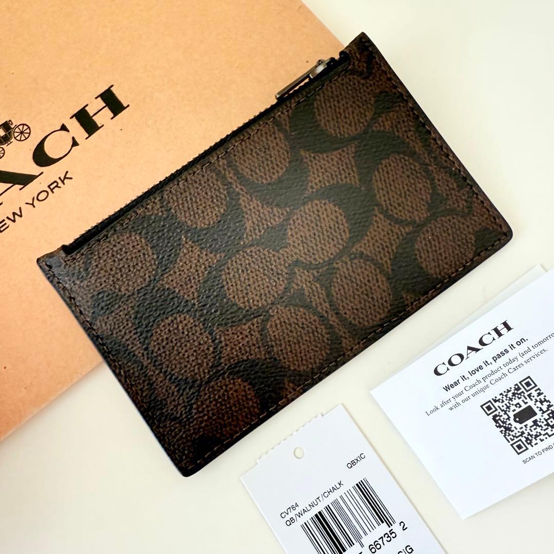 COACH コーチ　小銭入れ財布　カードケース シグネチャー　チョーク　ホワイト