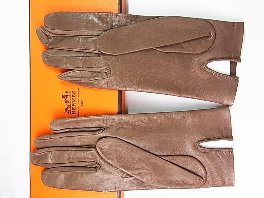 A-closet様用 正規エルメスHロゴレザーグローブ手袋7ハーフ 自宅保管品