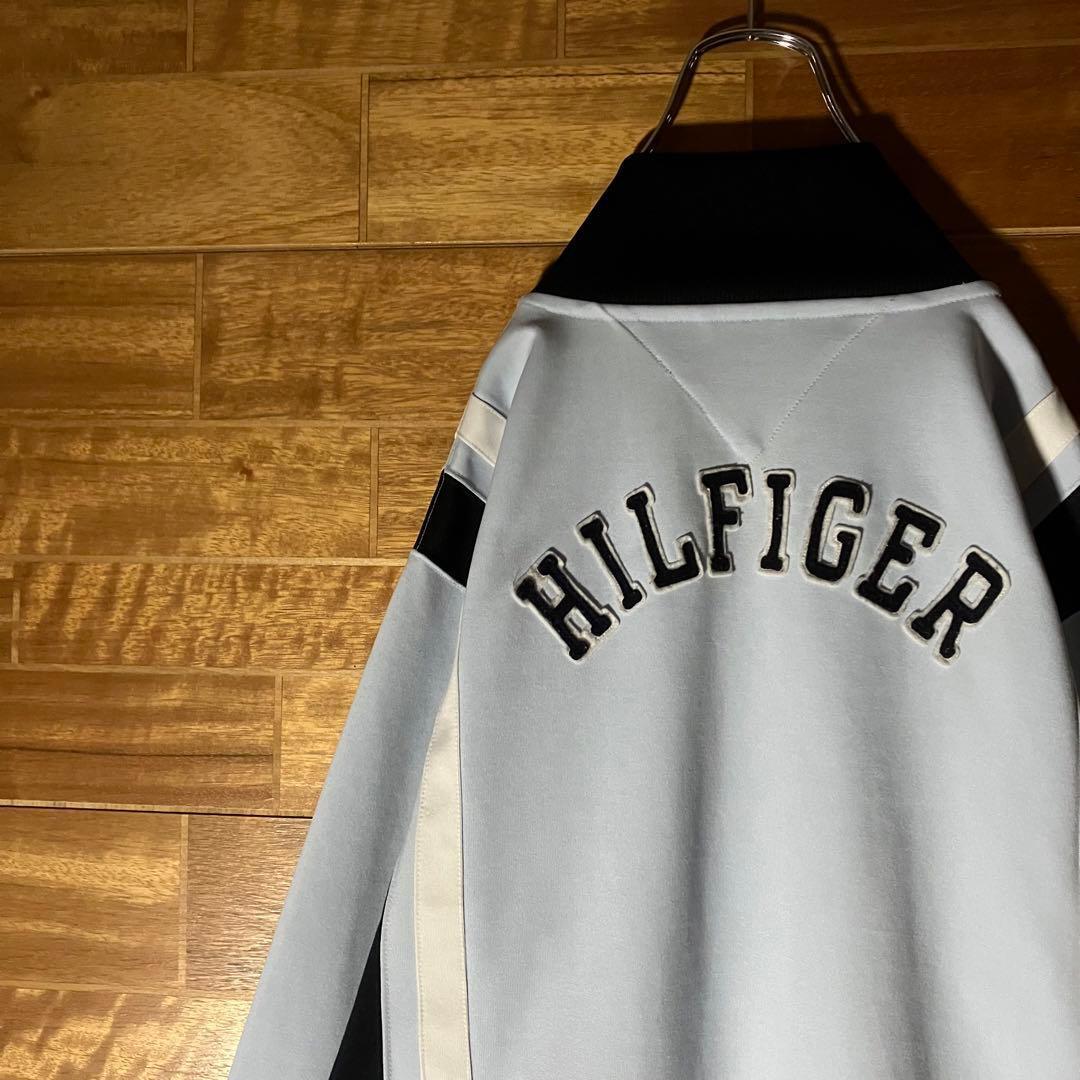 トミーヒルフィガー　トラックジャケット　ジャージ　水色　ネイビー　刺繍　L〜XL