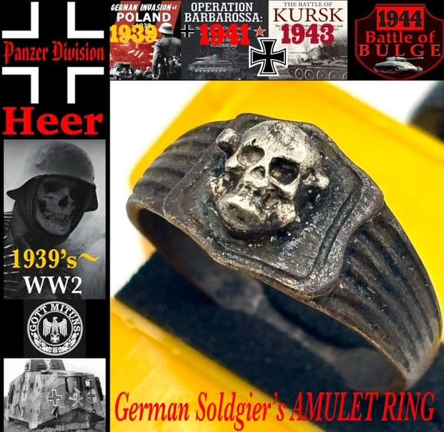 1939's～☆ドイツ国防軍陸軍☆Skull Bone Ring☆ WW2 - メルカリ