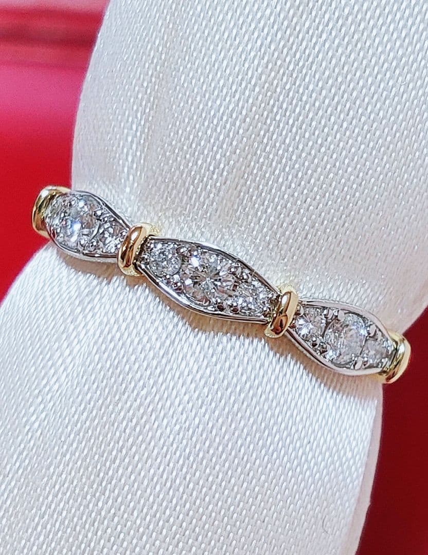 新入荷 未使用品 k18 pt950 ダイヤモンド 0.20ct リング