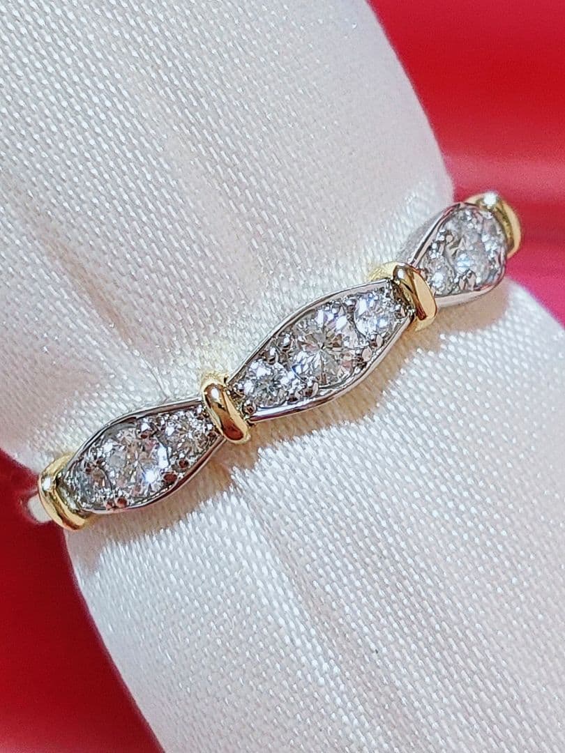 新入荷 未使用品 k18 pt950 ダイヤモンド 0.20ct リング