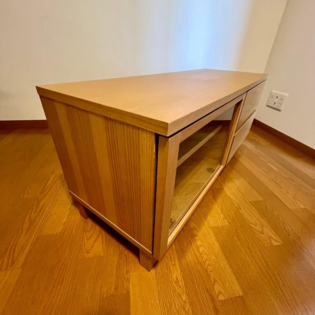 無印良品 オーク材 AVボード テレビ台 幅110cm 引き出し付き ナチュラル