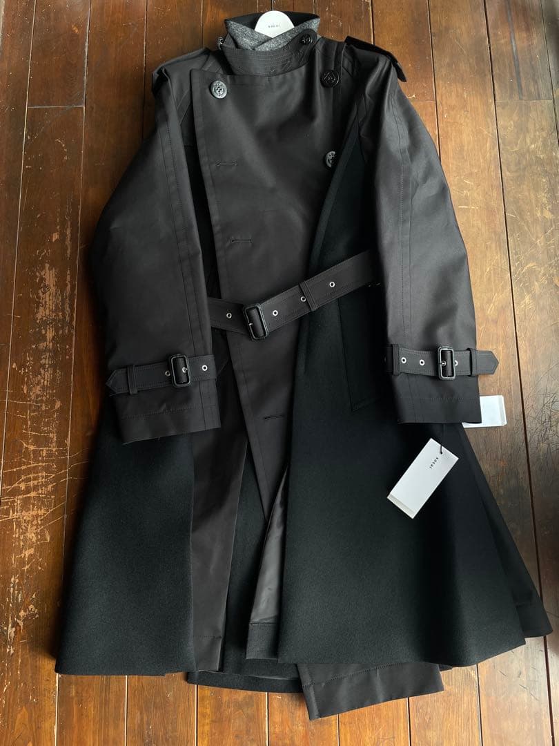 ジャケット・アウター sacai Cotton Gabardine Wool Melton Coat Wool Melton x Padded Jacket – La Garçonne