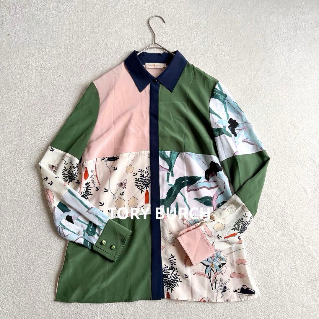 TORY BURCH トリーバーチ 長袖シャツ パッチワーク シルク100 L - メルカリ