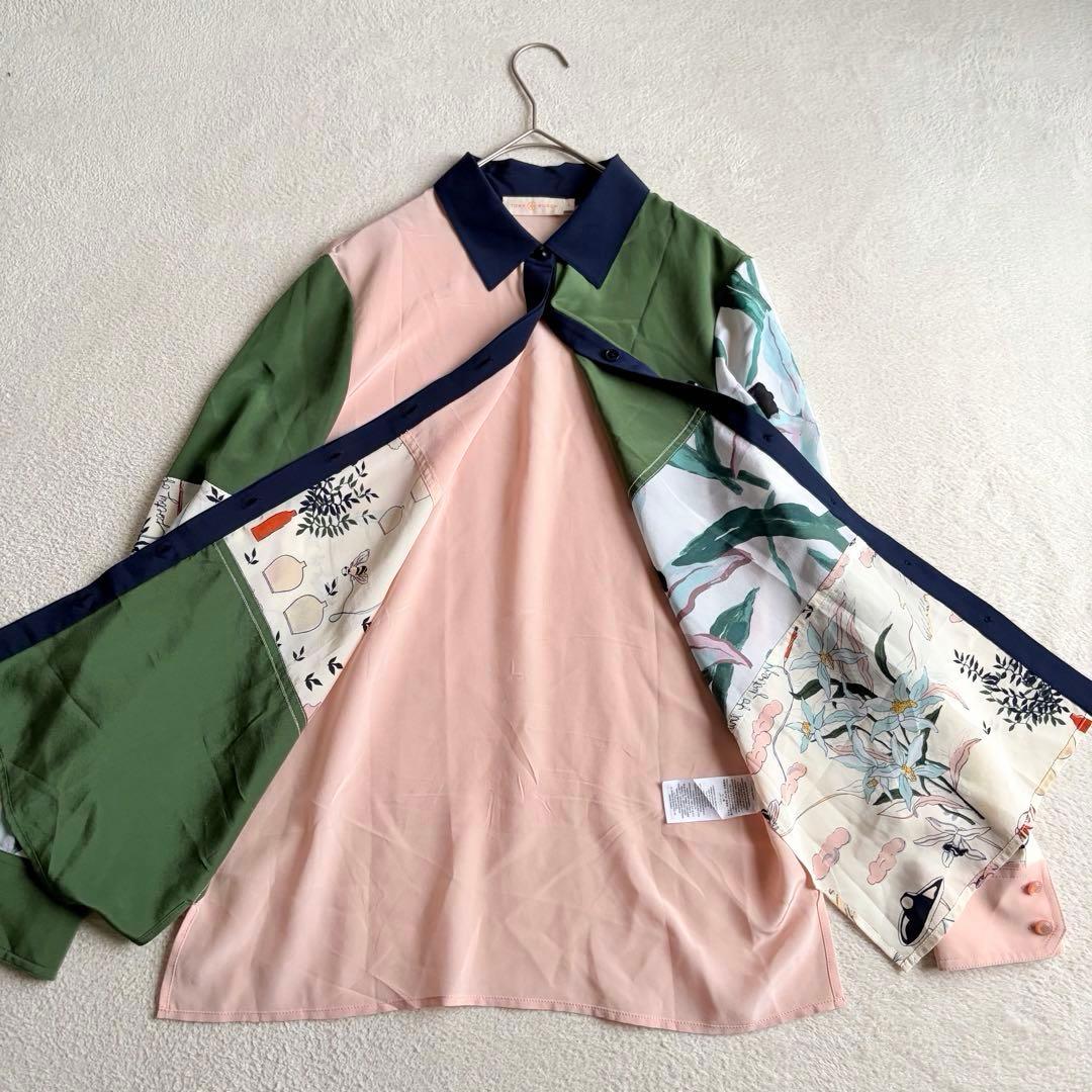 TORY BURCH トリーバーチ 長袖シャツ パッチワーク シルク100 L - メルカリ