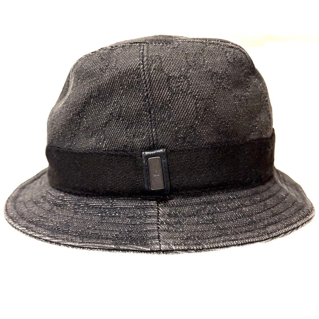 美品】GUCCI バケットハット Mサイズ GG柄 帽子 ロゴプレート レア
