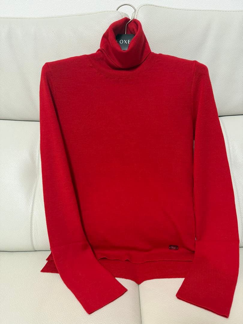 極美品foxeyタートルネックセーターsize40 レッド - メルカリ