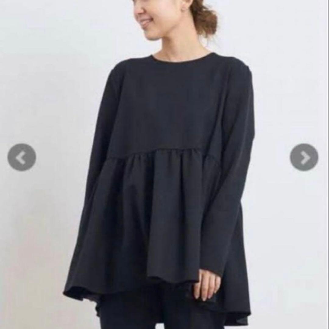 yori ヨリ ソフト裏起毛フリルブラウス ネイビー 36 - メルカリ