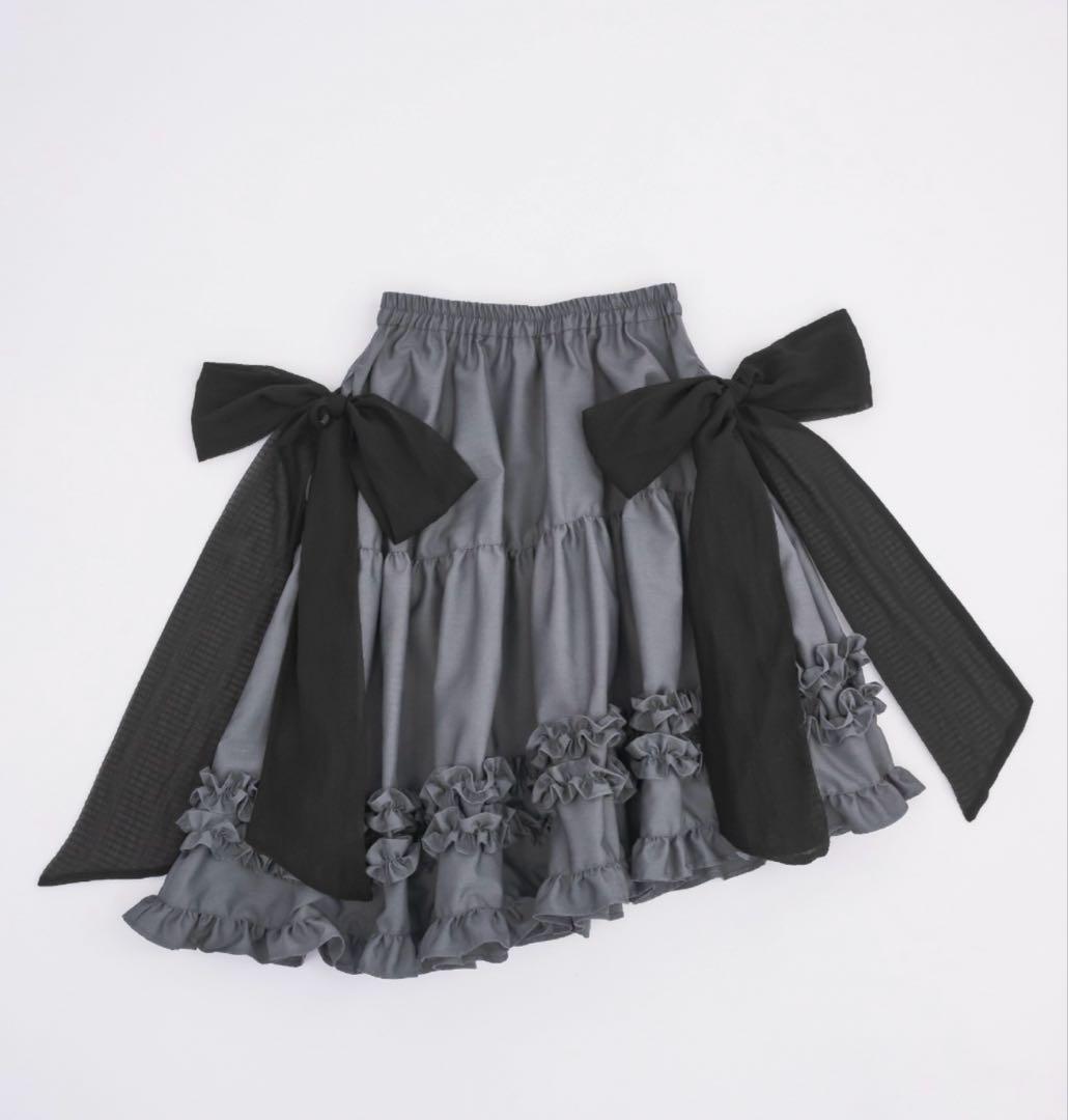idem サイドリボンボリュームスカート asymmetry frill 2way ribbon skirt / 【リボン取外し可能】サイド