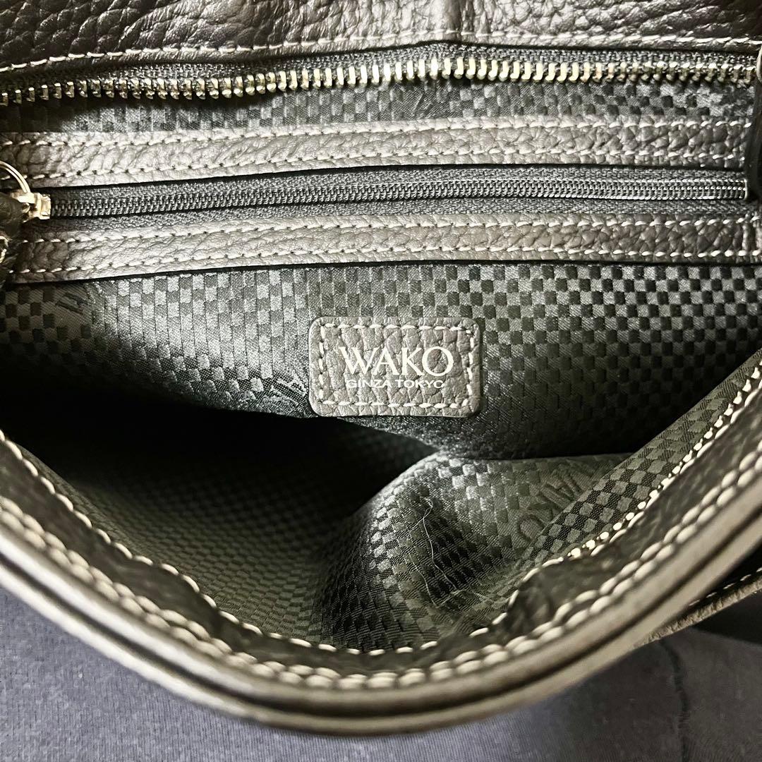 ✨極美品✨希少 WAKO 銀座和光 ショルダーバッグ シボ革 2way ブラック