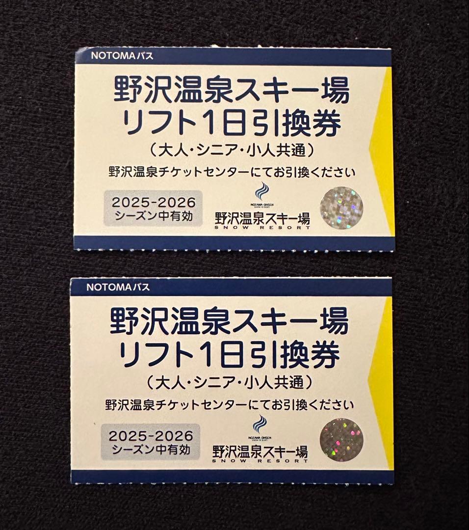 野沢温泉スキー場 リフト券 1日券 2枚 - メルカリ