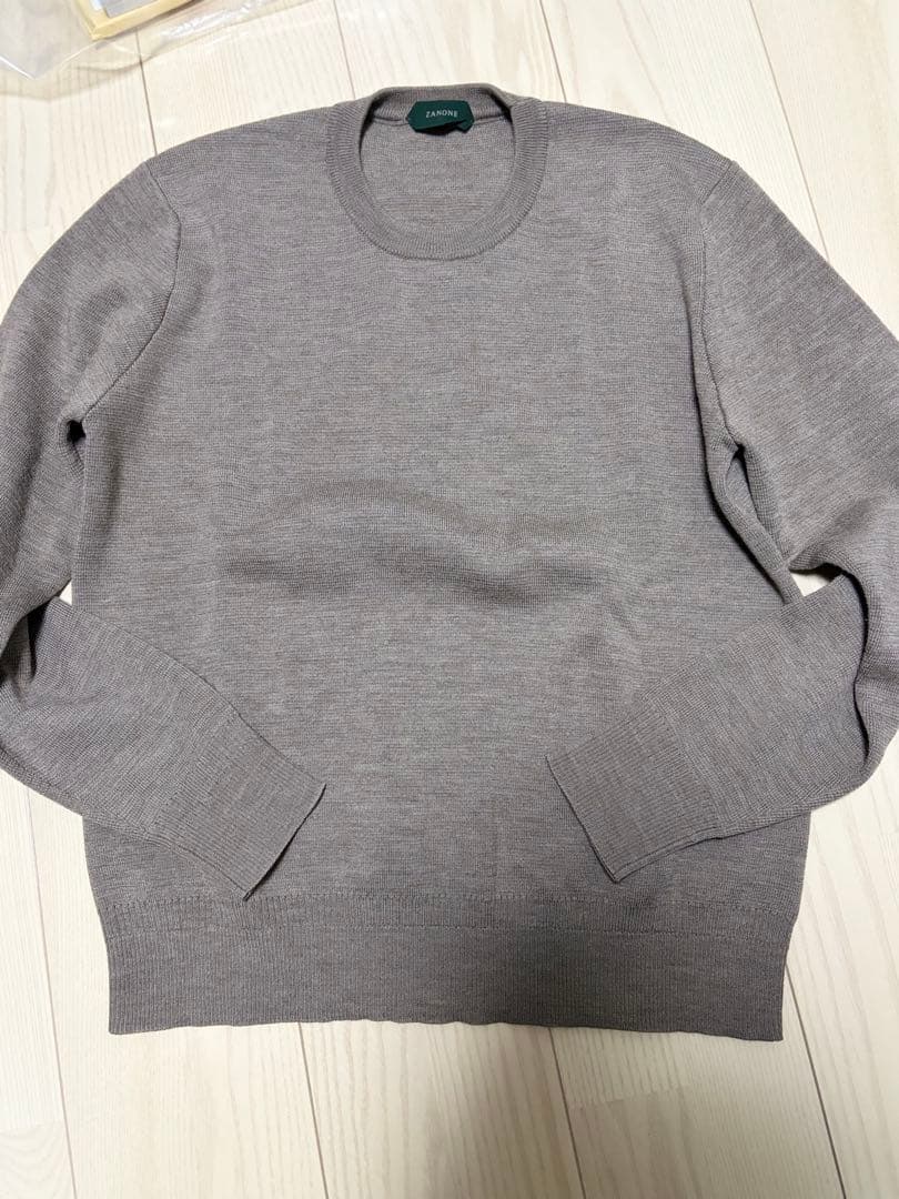 【美品】ZANONE グレージュ ニットセーター サイズ46