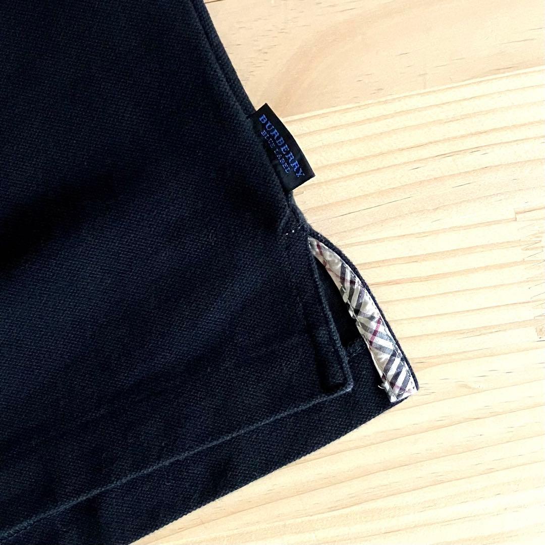 美品 バーバリー ポロシャツ S チェック 黒 無地 三陽商会 日本製