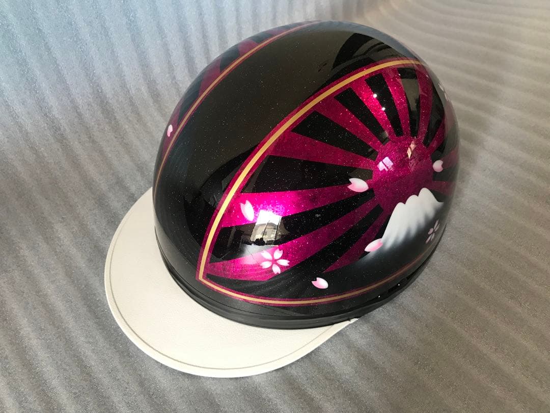 ラメ 富士日章 コルク半 ヘルメット 旧車會 暴走族 三段シート