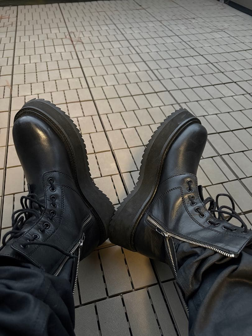 zara ブーツ 厚底　rick owens zara リック風ブーツ - メルカリ