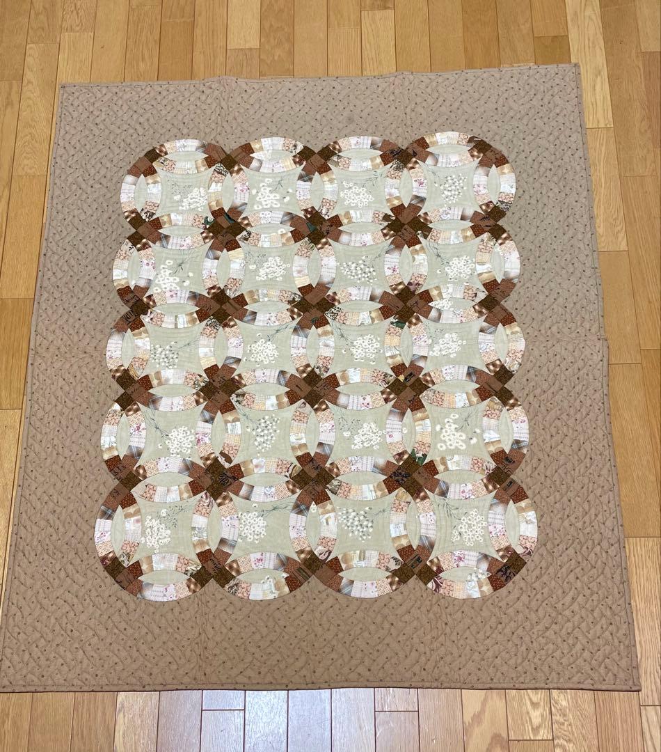 パッチワークキルト　タペストリー　ダブルウェディングリング パッチワークキルト タペストリー ダブルウェディングリング 春色