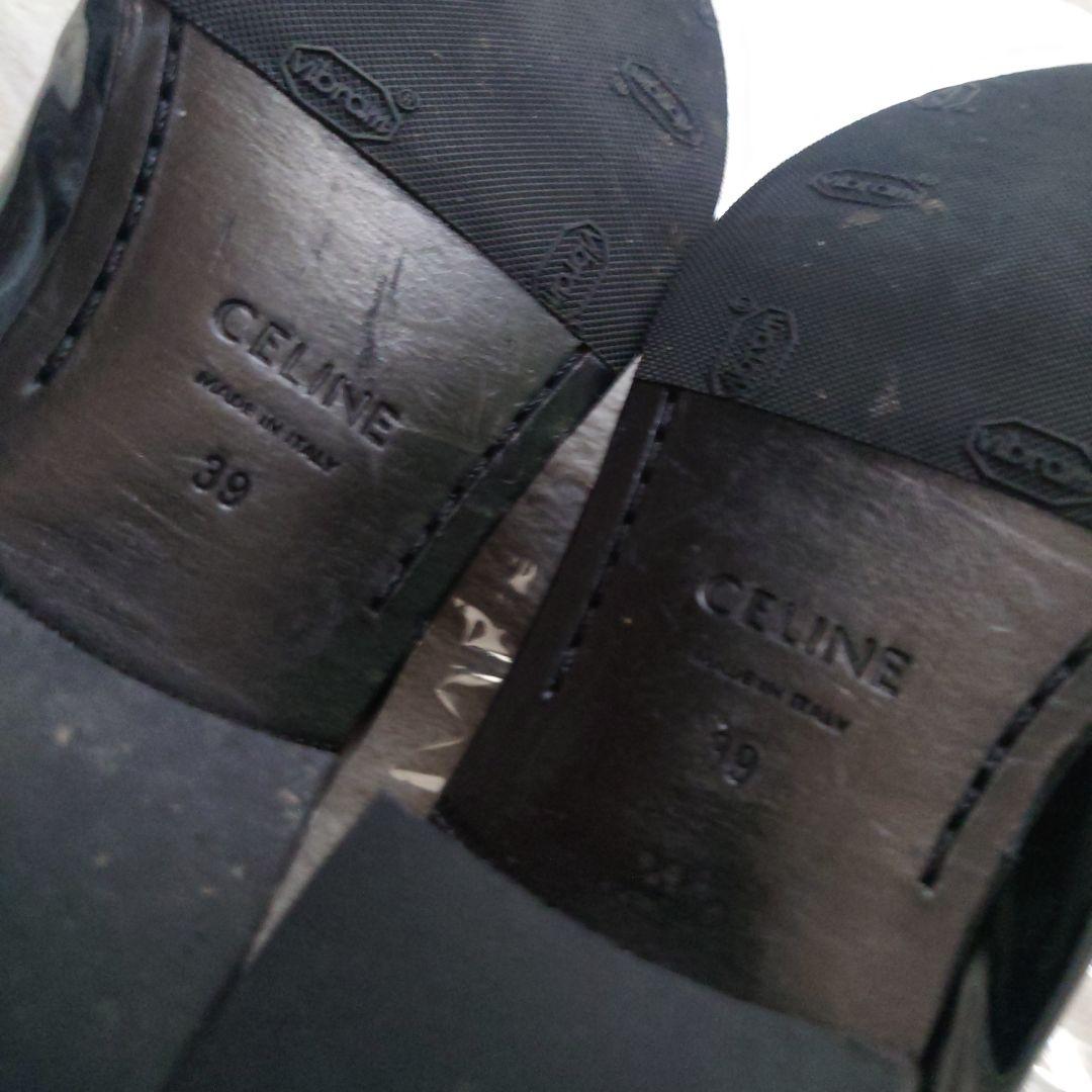 セリーヌ39（25.5）レオパードハラコポニーヘア切替パテントレザー