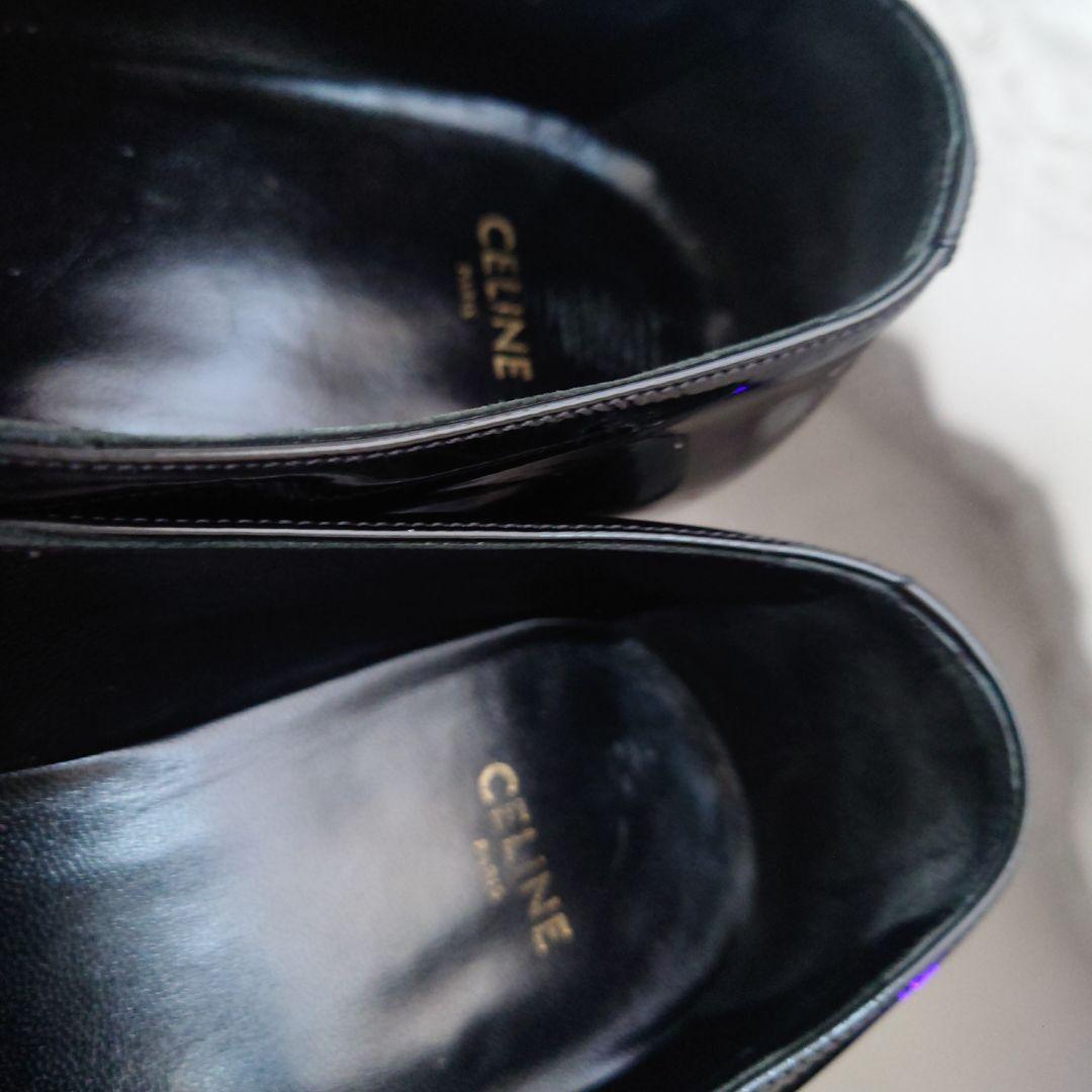 セリーヌ39（25.5）レオパードハラコポニーヘア切替パテントレザー