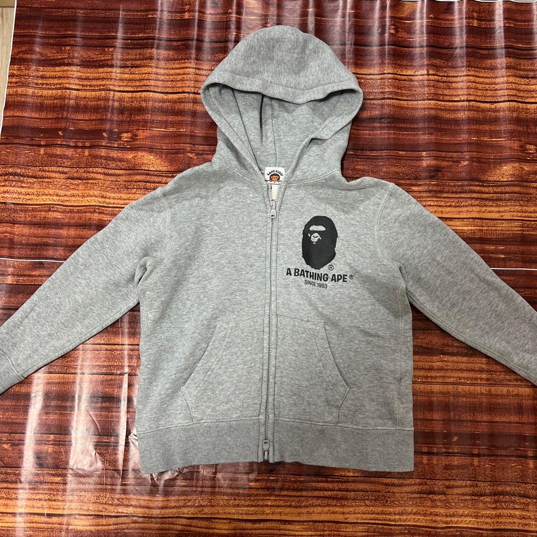 キッズ アベイシングエイプ フーディグレーパーカー フルジップ