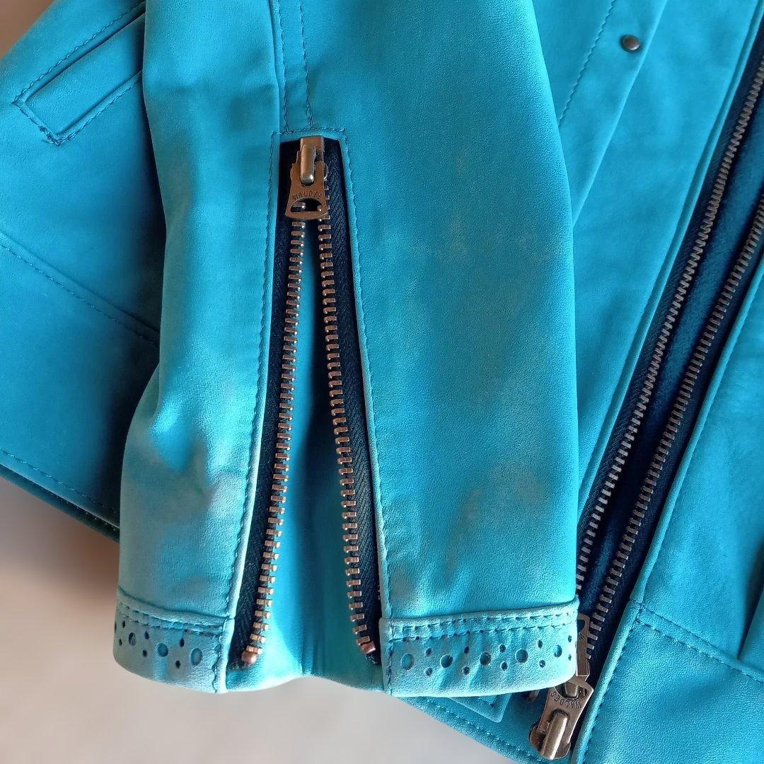 GRANT ライトブルー レザージャケット 馬革高級ヌバック 国産品