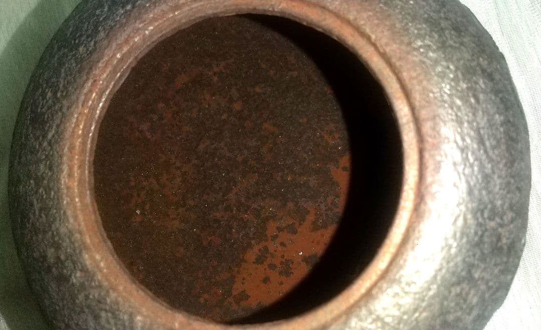 南部 鉄瓶 秋穂作 棗形様 昭和廿九(29)年 茶道具 古美術 7225