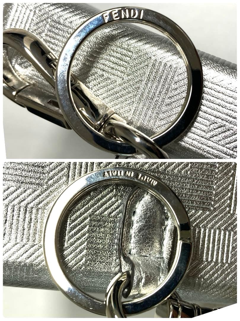 美品　フェンディ　ナノバゲット　チャーム　キーホルダー　キーリング　シルバー　袋