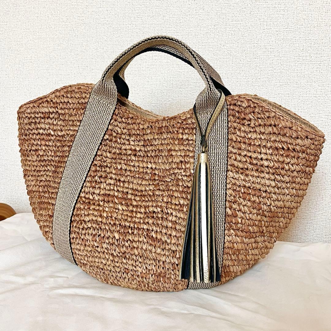 美品 VIOLAd'ORO ヴィオラドーロ ラフィア カゴバッグ　保存袋付き VIOLAd'ORO（ヴィオラドーロ） 10％クーポン有 VIOLA d'ORO SANDRO