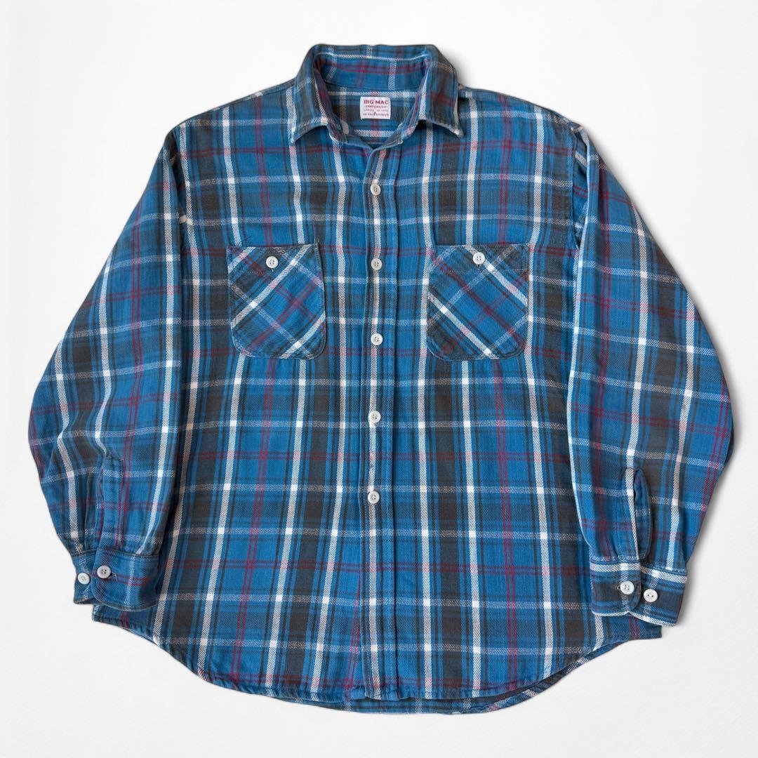 50s 60s BIGMAC 青ベース フランネルチェックシャツ penneys - メルカリ