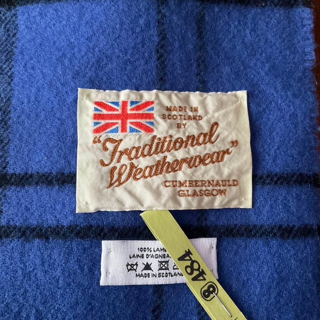 美品 トラディショナル ウェザーウェア マフラー ストール ブルー 青