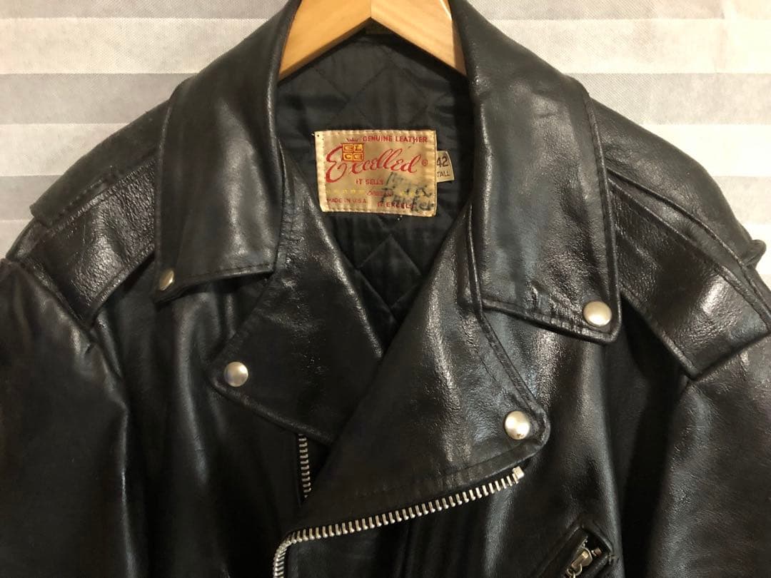 激シブ！70-80年代ヴィンテージ！Excelledダブルレザーライダース