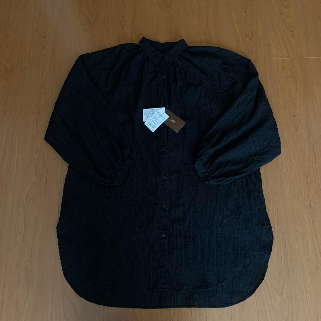 新品　紙タグ付き　プラージュ plage Crepe Long シャツ　黒 plage（プラージュ）の「Crepe Long シャツ（シャツ/ブラウス）」 - WEAR