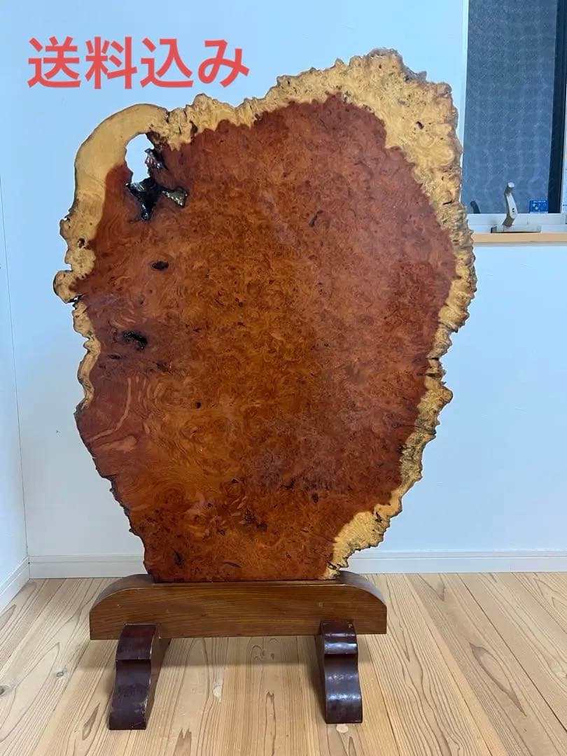 希少】花梨瘤 衝立 一枚板 天然木 玉杢 花梨瘤杢 スタンド付） - メルカリ