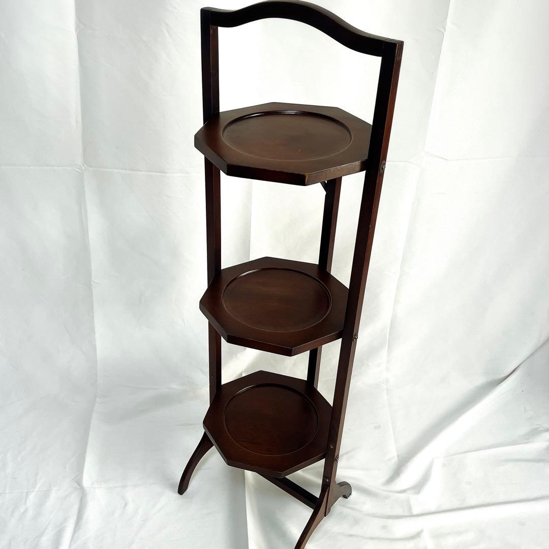 英国アンティーク ケーキスタンド アフタヌーンティー 折り畳み