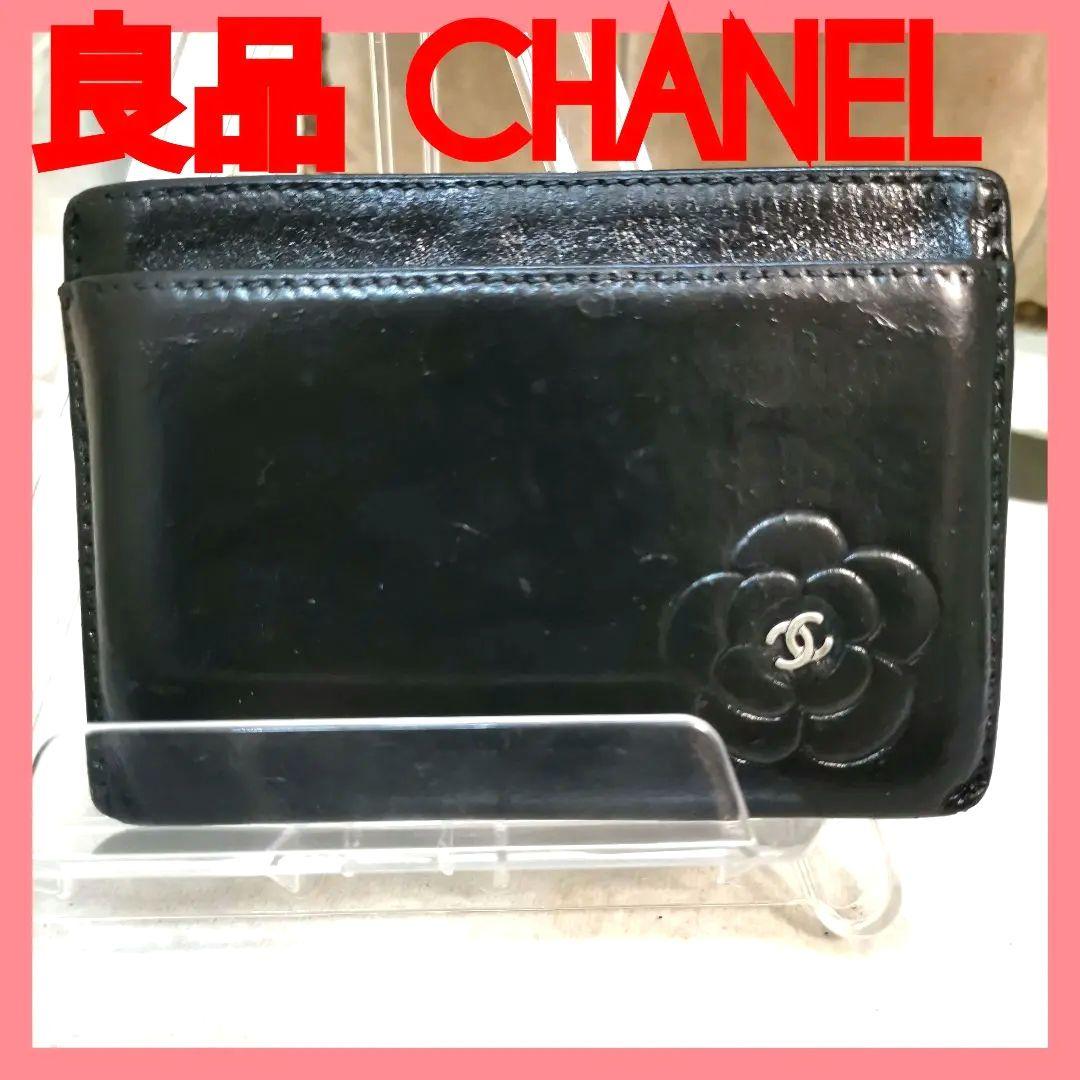 良品】シャネルCHANEL 黒 カメリア カードケース名刺入れ 鑑定済