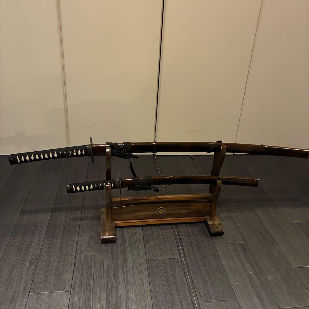 希少品 竹鞘 大小セット 竹筒拵 高級模造刀 居合刀 竹鞘太刀 2本セット