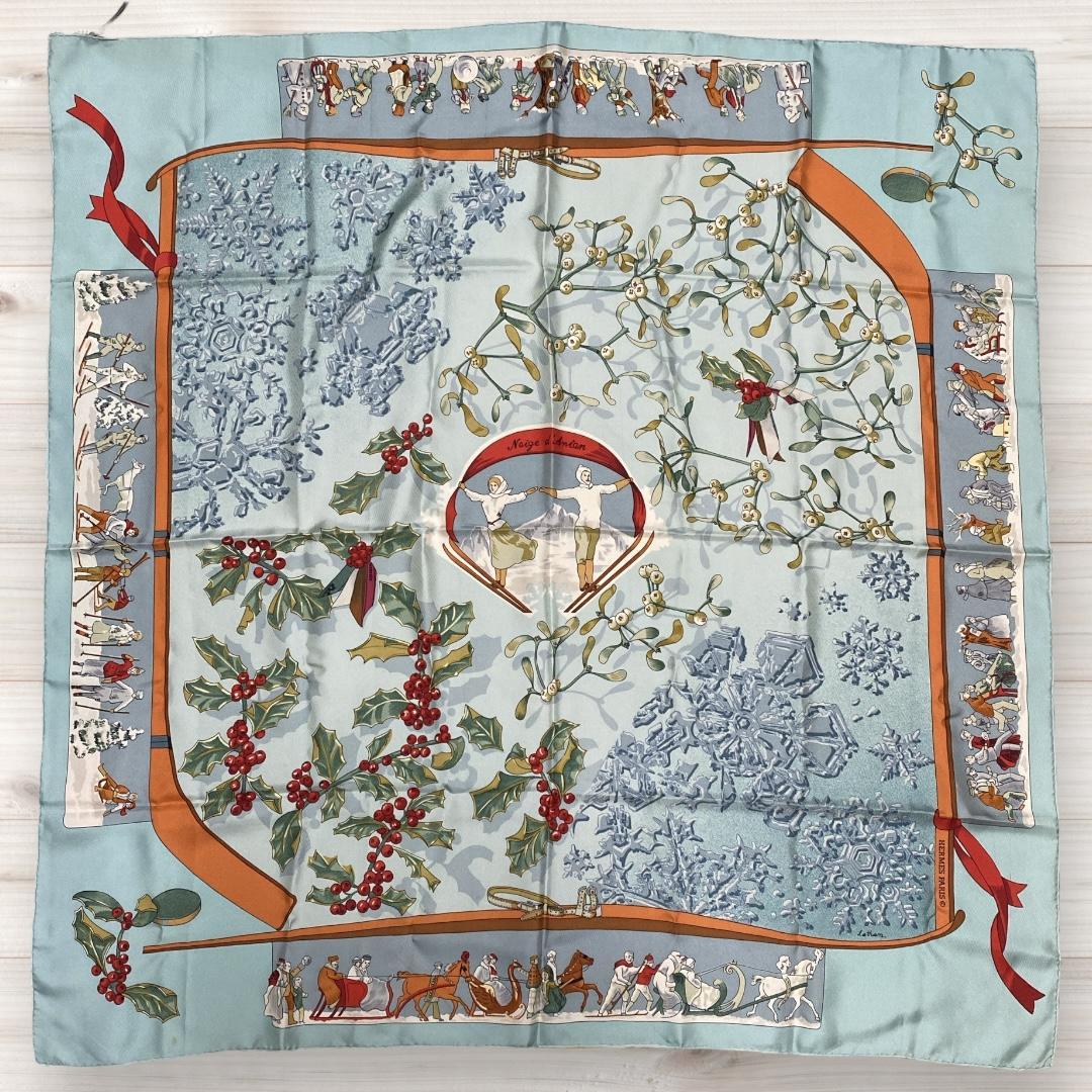 エルメス カレ90 neige d antan シルク フランス製 HERMES - エルメス HERMES スカーフ カレ90 Neige d'Antan 去年の雪