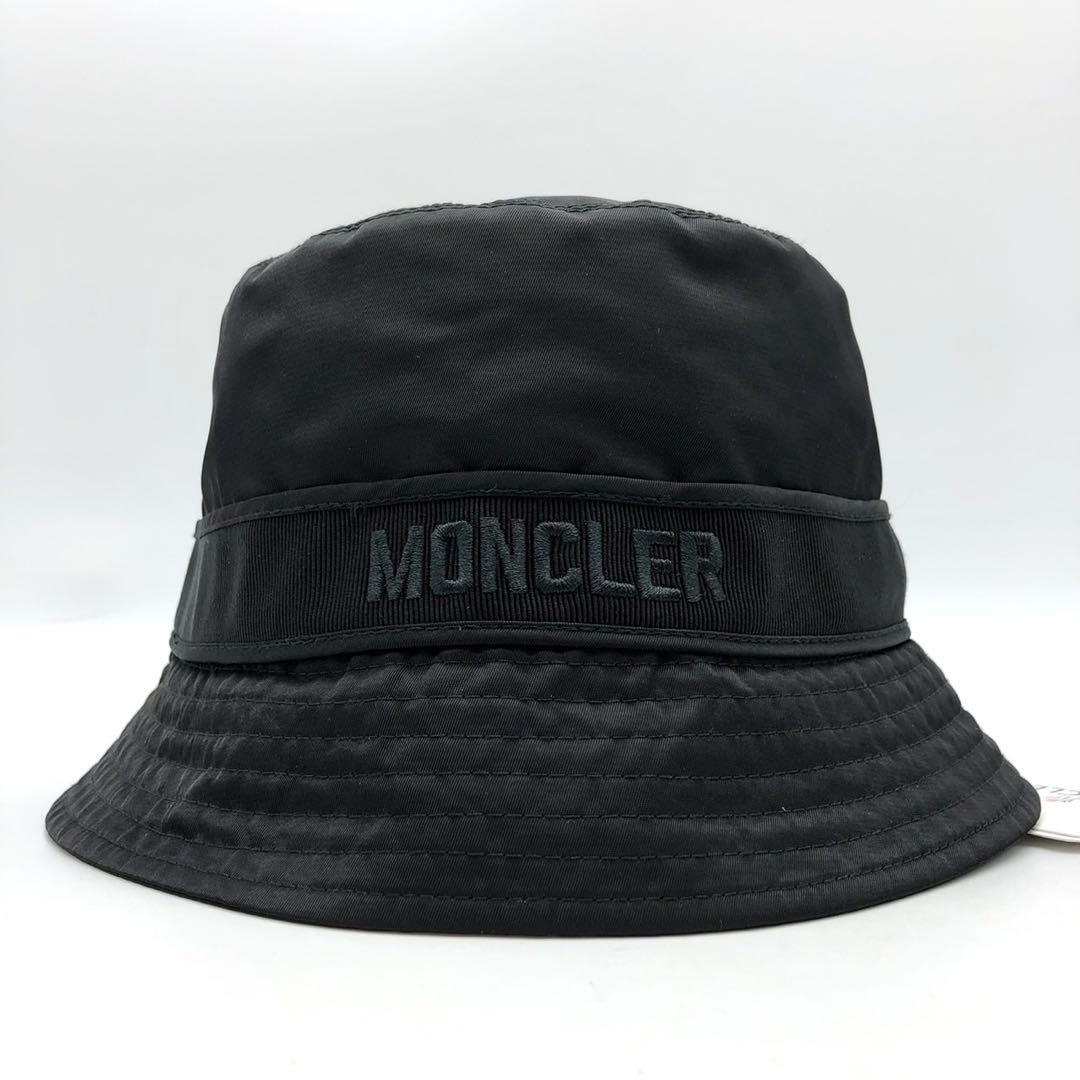 【近年モデル 新品】 MONCLER バケットハット ナイロン ブラック ロゴ