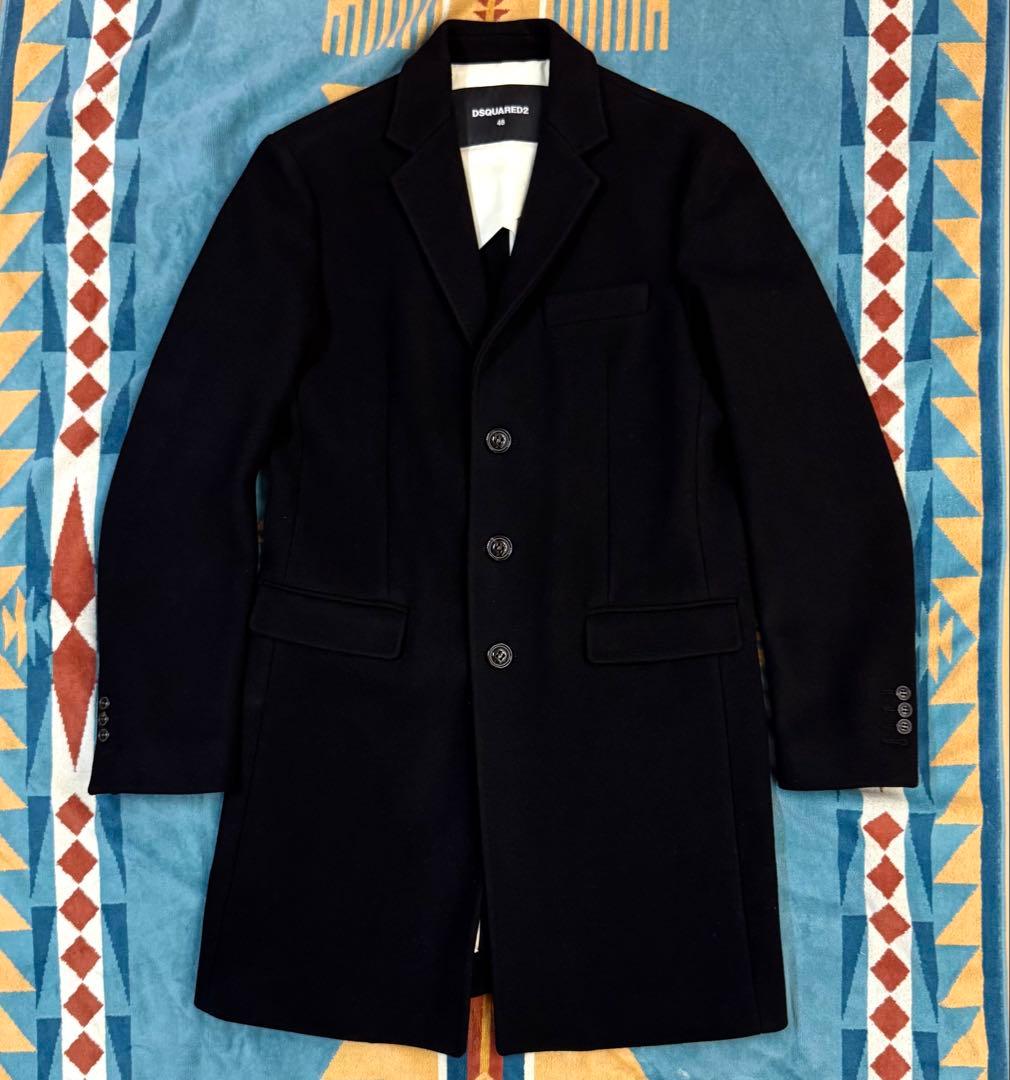 【美品】DSQUARED2 ウール チェスターコート ブラック 48
