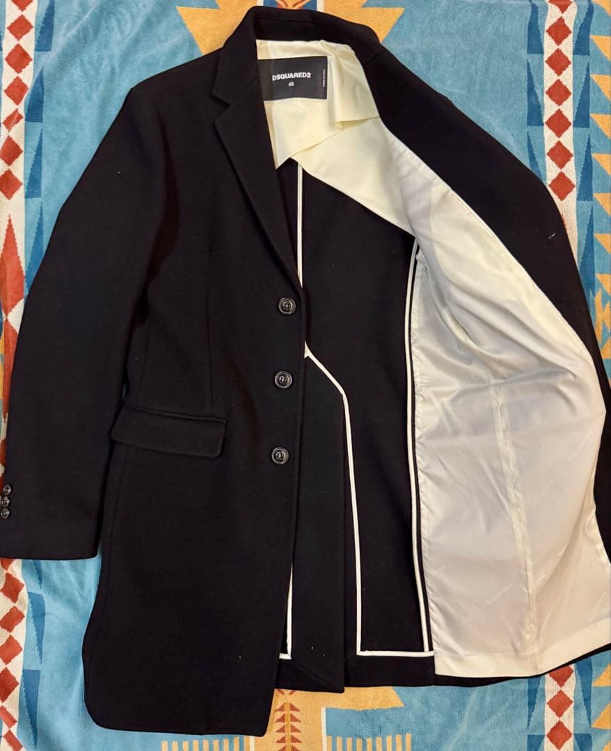 【美品】DSQUARED2 ウール チェスターコート ブラック 48
