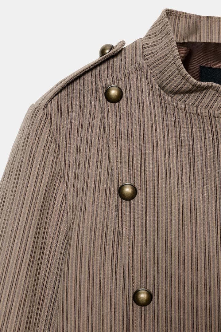 ZARA ストライプ柄フィットブレザー L ナポレオン - メルカリ