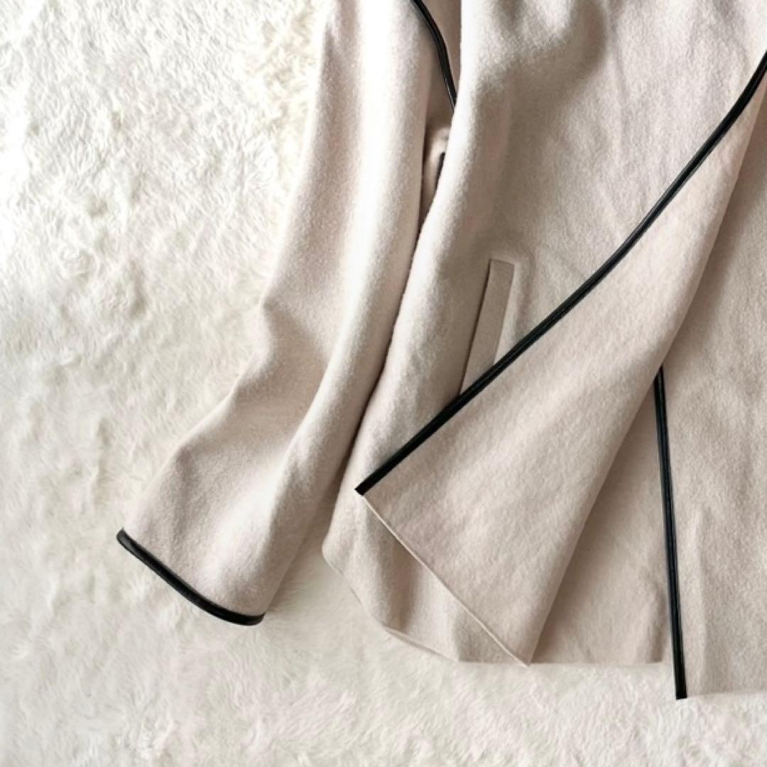 美品✨23区 コンプレストパイルショートアウター ウール ライトベージュ 38M