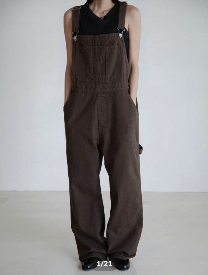 nokchaブラウンオーバーオール O0698 オーバーサイズワークオーバーオール(M デニム): オールインワン