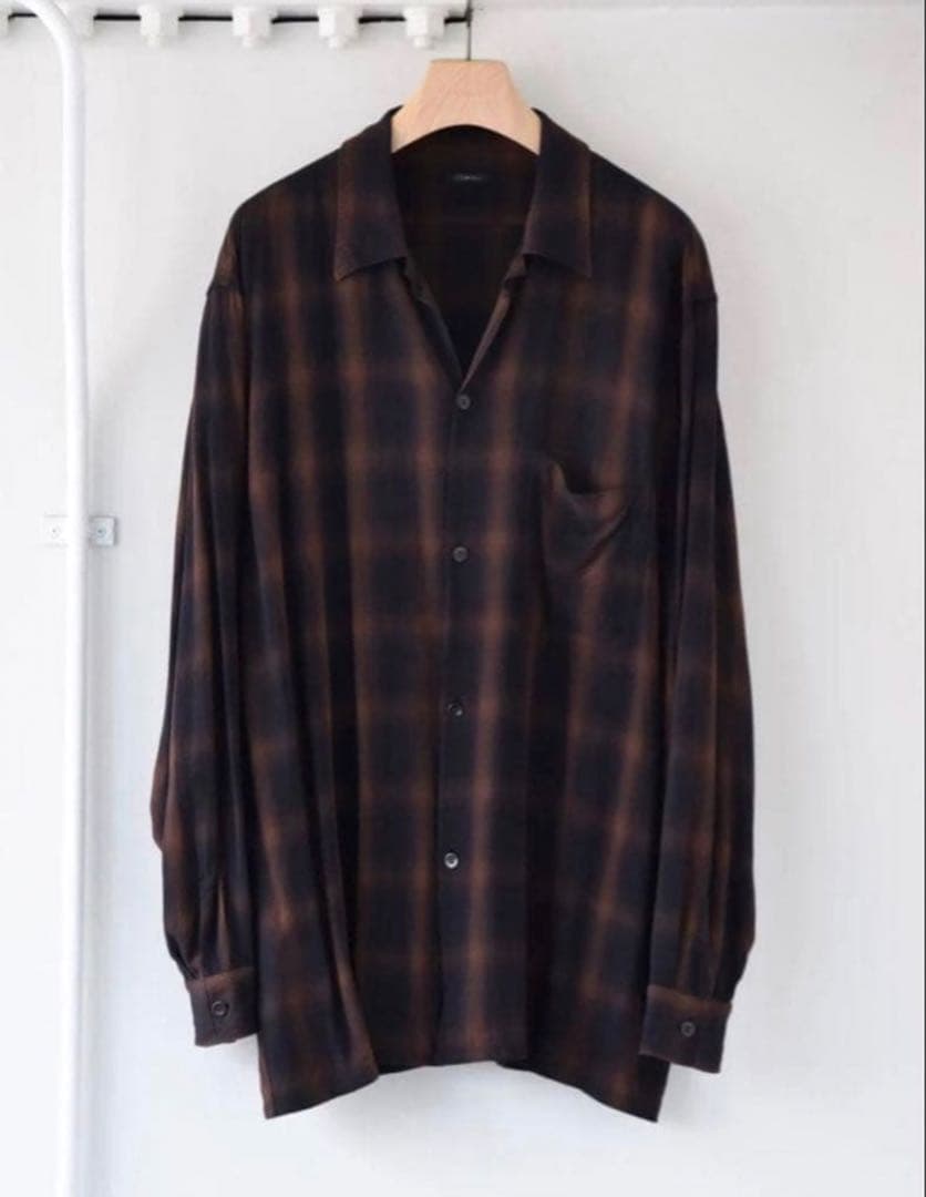 24SS COMOLI レーヨンチェックオープンカラーシャツ サイズ2 - メルカリ