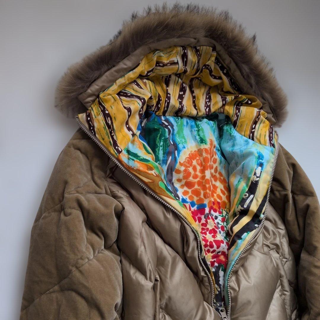 ツモリチサト ベロア＆シルク異素材ダウンリバーシブルコート Mサイズ